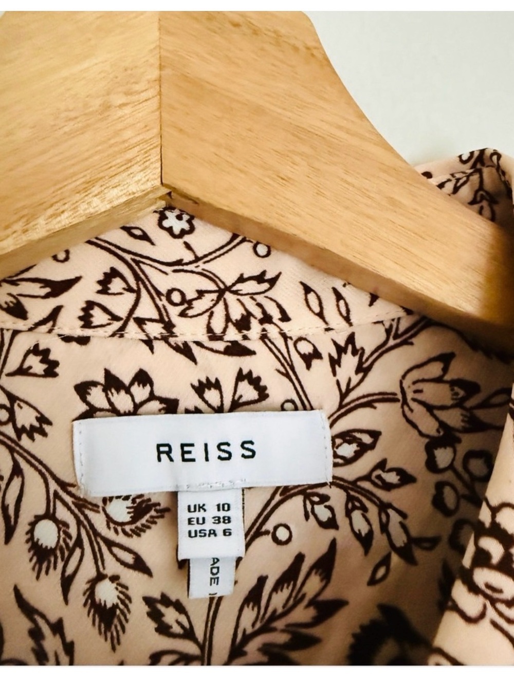 Reiss Peach Paisley Ruffle-Neck Blouse - Picture 8 of 8